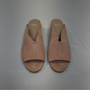 Eileen Fisher Katniss Nubuck Leather Block Heel Slide Sandals, Size 9 Women Pink